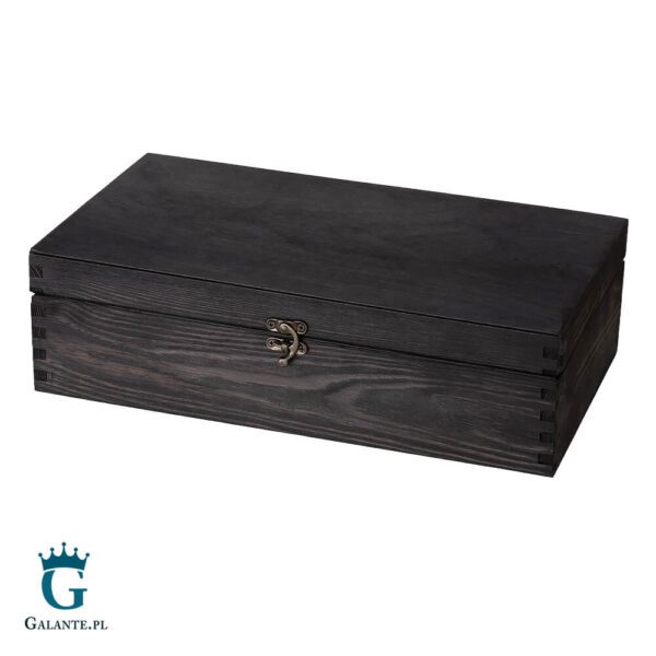 Kuferek drewniany Czarny 37x21x11 możliwość graweru