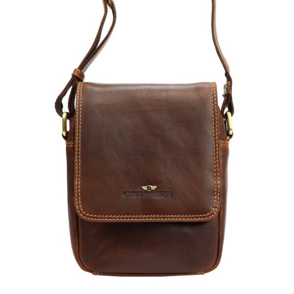 Brązowa skórzana saszetka męska PETERSON 708