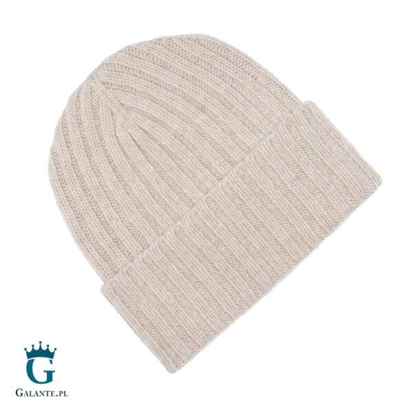 Beżowa wełniana czapka męska LWA-001
