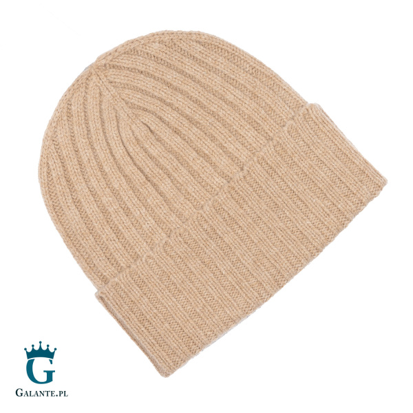 Wełniana czapka męska jasny brąz LWA-006
