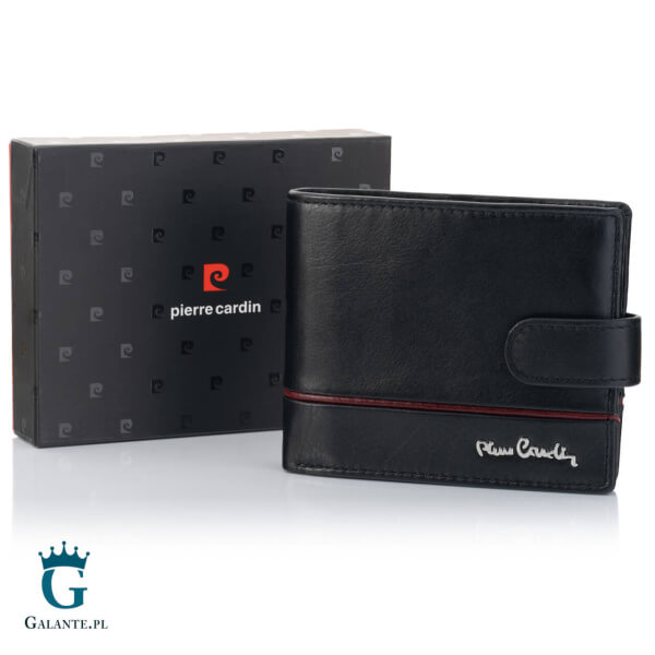 Elegancki portfel męski Pierre Cardin YS605 324A RFID – czarno-czerwony