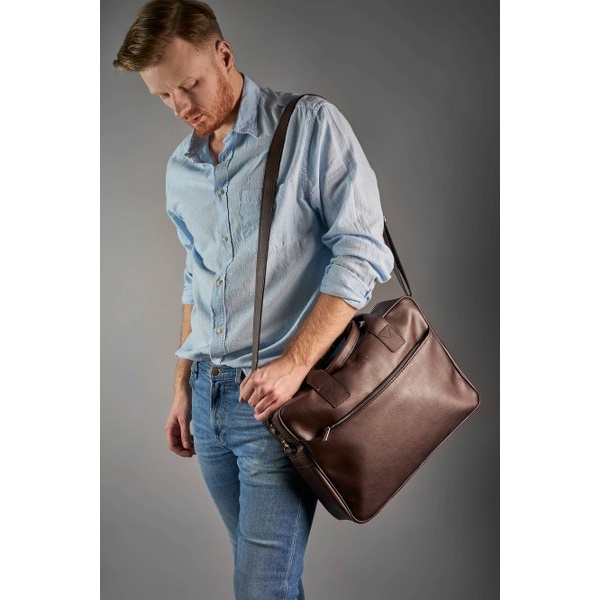 Torba na laptop ze skóry ekologicznej Brodrene B12 – brązowy
