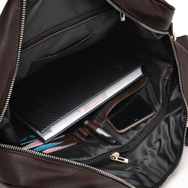 9924-DARKBROWN_04 Torba na laptop ze skóry ekologicznej Brodrene B12 – brązowy