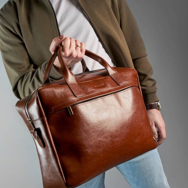9010-LIGHTBROWN,7 Duża skórzana torba męska Brodrene R03XL jasny brąz
