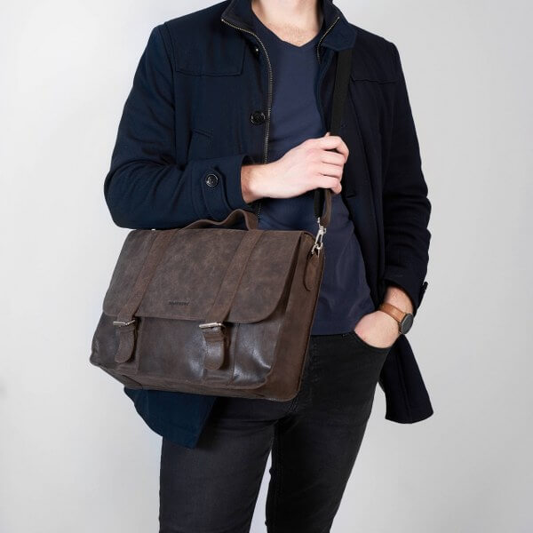 2298-DARKBROWN,8 Duża skórzana torba męska Brodrene BL11XL brązowa