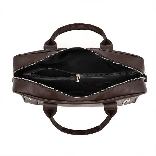 Torba męska na ramię ze skóry eko Brodrene B02 brązowa