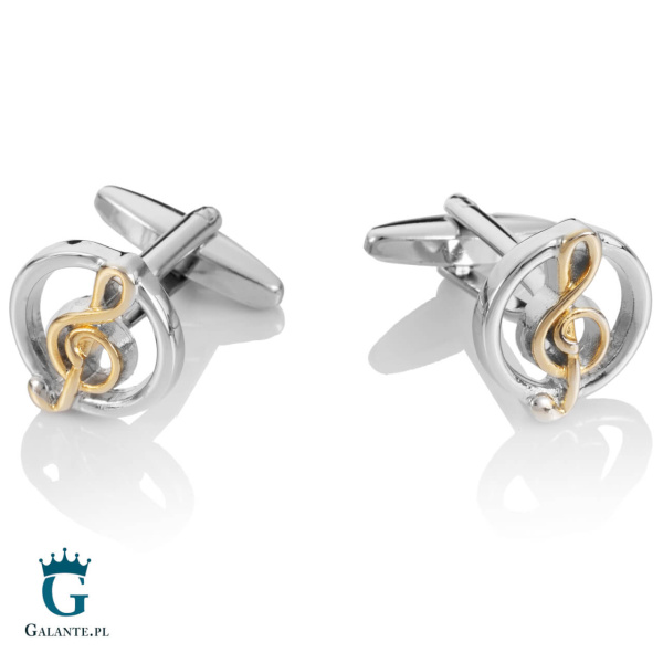 Spinki do mankietów X2 klucz wiolinowy złoty