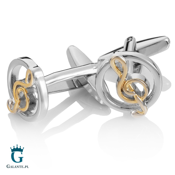 Spinki do mankietów X2 klucz wiolinowy złoty