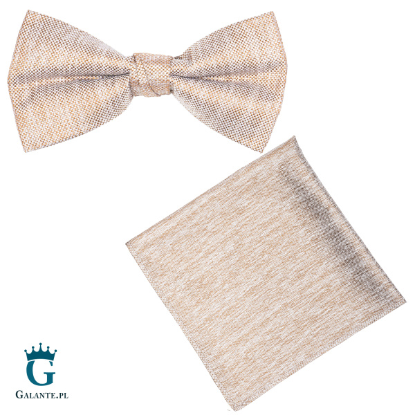 Zestaw Beżowa muszka i poszetka L1012