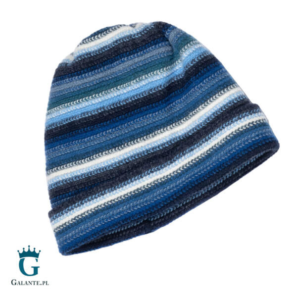 Wełniana granatowa czapka męska LW-023
