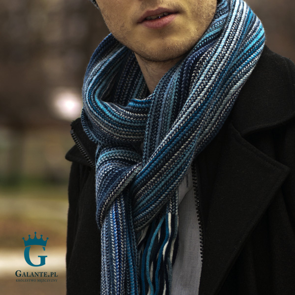 Ciepły szal męski z wełny owczej SW-034