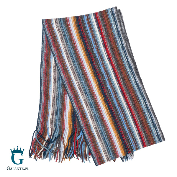Ciepły kolorowy szal męski z wełny owczej SW-011