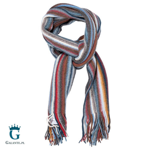 Ciepły kolorowy szal męski z wełny owczej SW-011