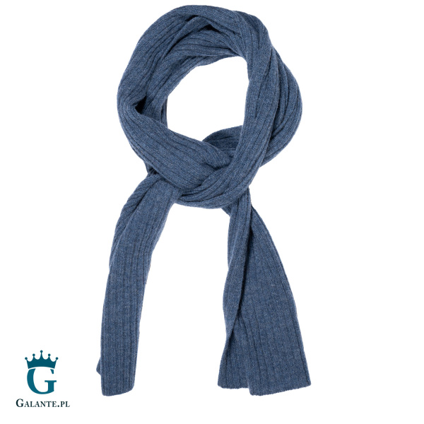 Granatowy wełniany szal męski SWA-005