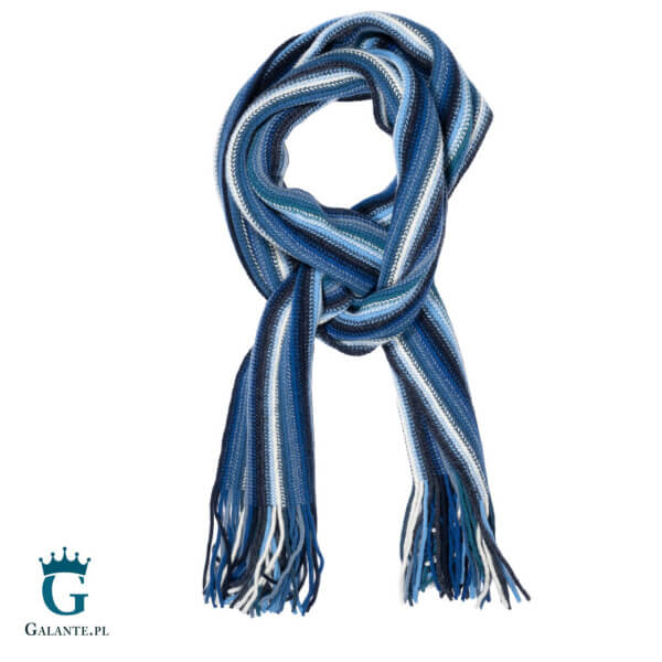 Ciepły granatowy szal męski z wełny owczej SW-023
