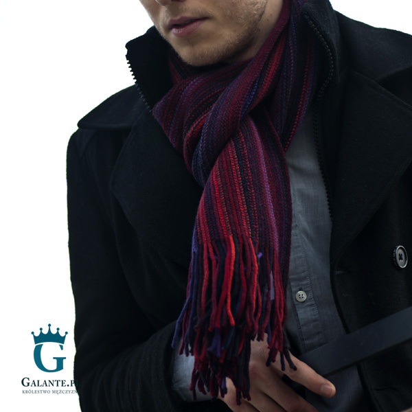 Bordowy szal wełniany SW-033