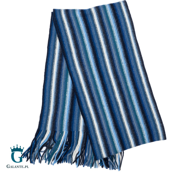 Ciepły granatowy szal męski z wełny owczej SW-023