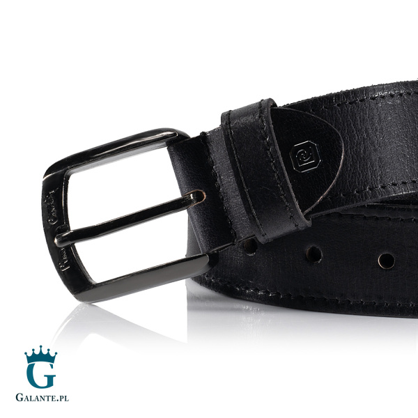 Czarny skórzany pasek męski Pierre Cardin 5071