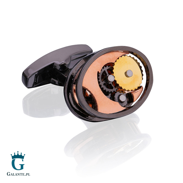 Spinki do mankietów Mechanizm Zegara CLM-110 Onyx-Art London