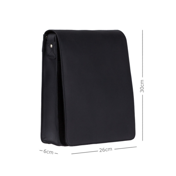 Skórzana torba na ramię A4 Visconti V-18410 czarna