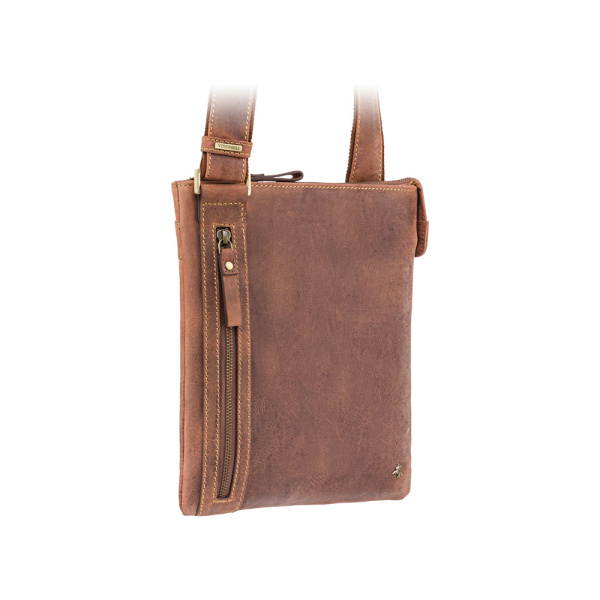 Mała skórzana torba listonoszka Visconti jasny brąz