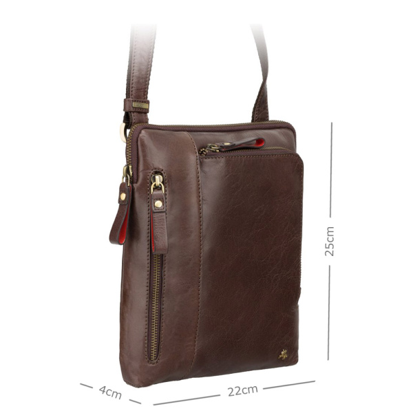 Torba na ramię listonoszka ze skóry licowej Visconti ML-20 – brązowy