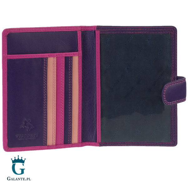 Kolorowe skórzane etui na paszport Visconti RB-75 RFID – jagodowy