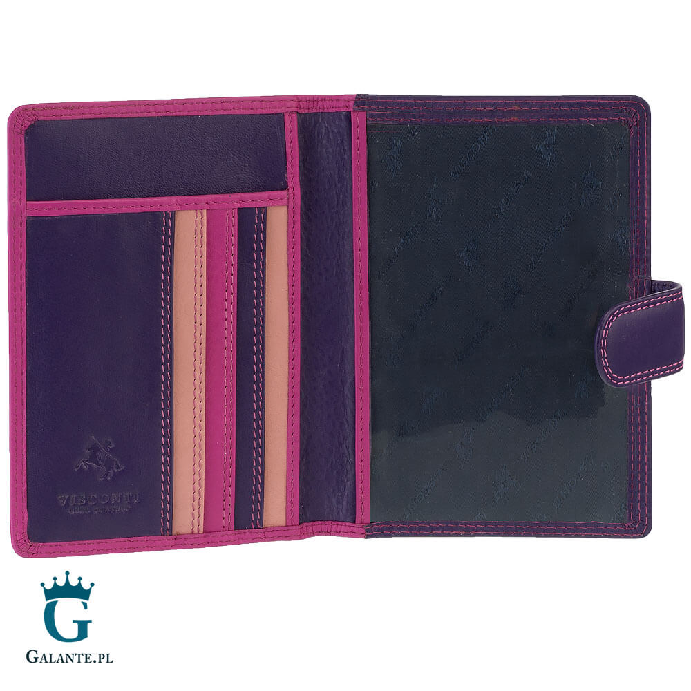 2.4 Kolorowe skórzane etui na paszport Visconti jagodowe
