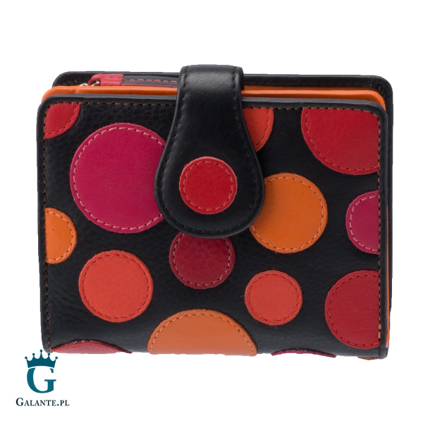 Portfelik damski w kropki na zatrzask Visconti P-3 RFID – jagodowy