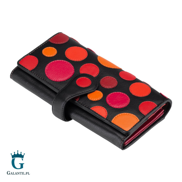 Duży portfel damski w kropki Visconti P-2 RFID – jagodowy