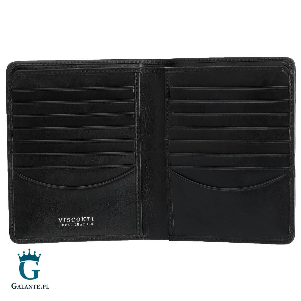 Skórzany portfel na karty i banknoty Visconti TSC-49 czarny