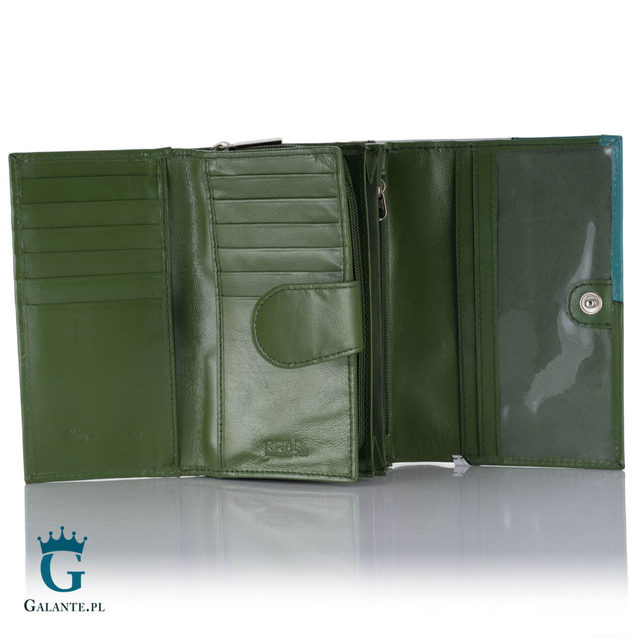 2 Zgrabny Skórzany Portfel Damski PETERSON zielony