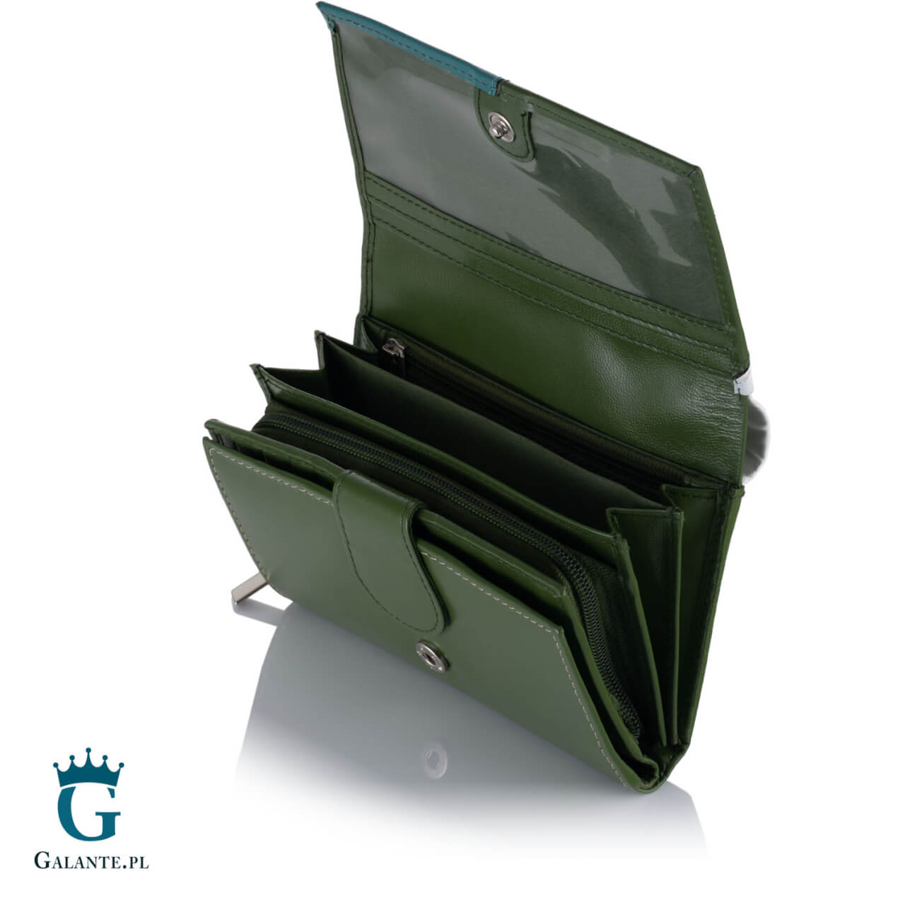 3 Zgrabny Skórzany Portfel Damski PETERSON zielony