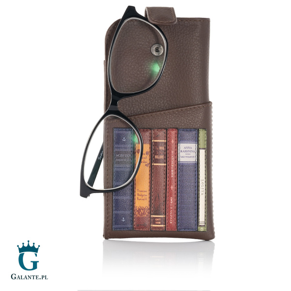 Brązowy skórzany futerał na okulary Literatura Yoshi Y4309