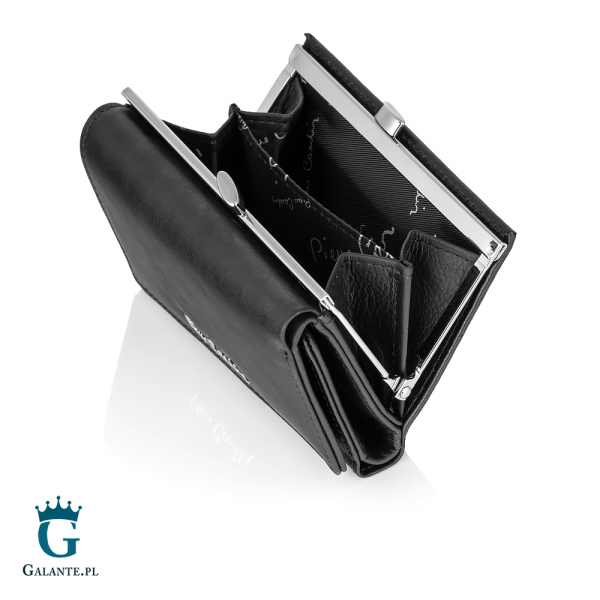 Portfel damski Pierre Cardin ze skóry włoskiej na bigiel czarny