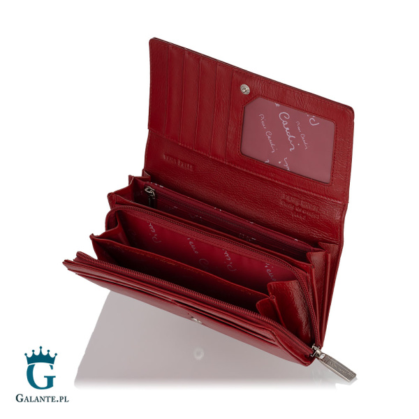 Portfel damski Pierre Cardin ze skóry włoskiej czerwony