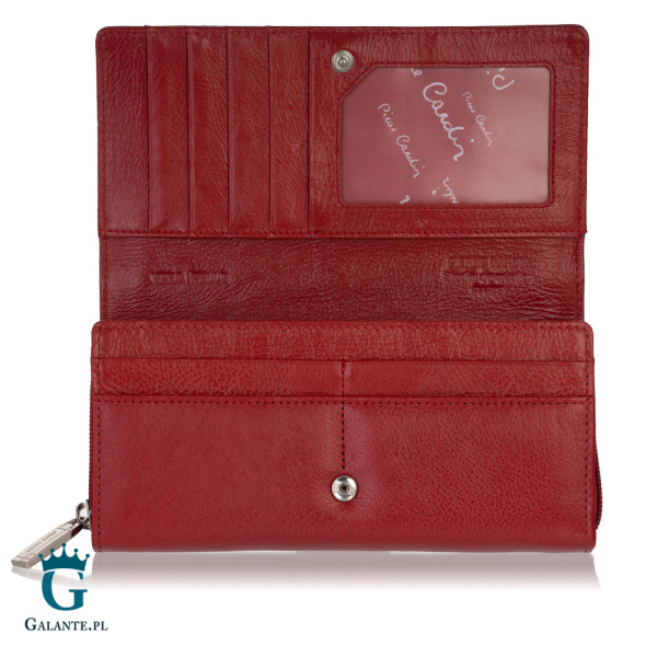 Portfel damski Pierre Cardin ze skóry włoskiej czerwony