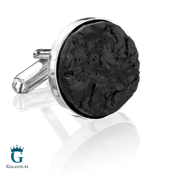 Srebrne spinki do mankietów z węglem SMW-003