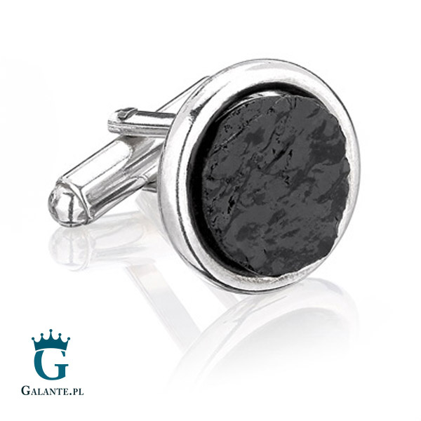 Srebrne spinki do mankietów z węglem SMW-002