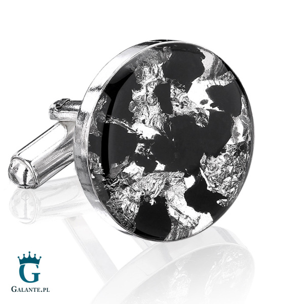 Srebrne spinki do mankietów z węglem Płatki Srebra SMW-005