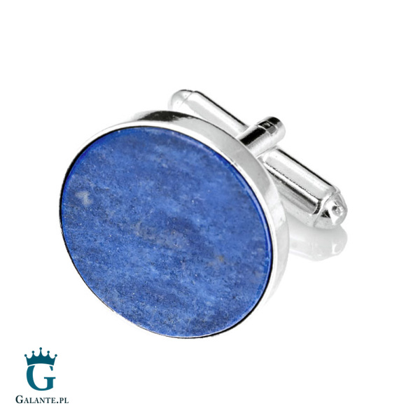 Srebrne spinki do mankietów z lapis lazuli SMK-003