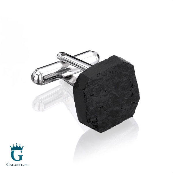 Srebrne spinki do mankietów Bryłka Węgla SMW-004