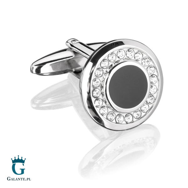 Okrągłe Spinki Do Mankietów z Cyrkoniami SD-1209