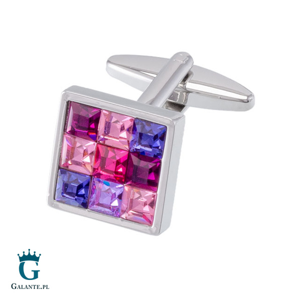 Spinki do mankietów fioletowe kryształki SD-1157