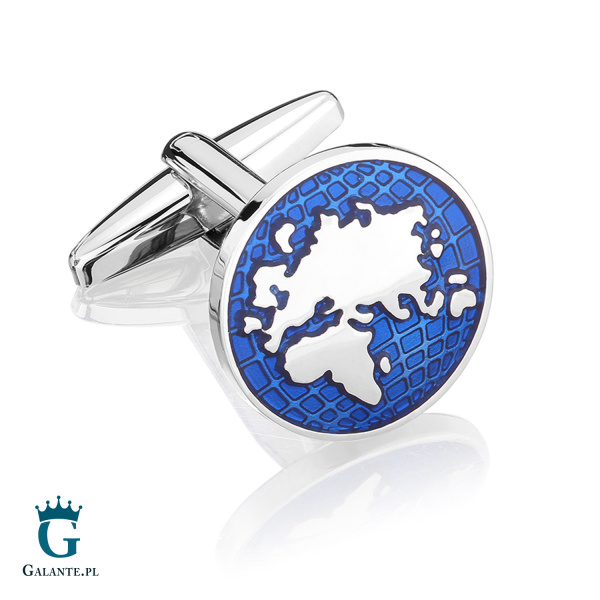 Okrągłe spinki do mankietów Mapa Świata SD-1036