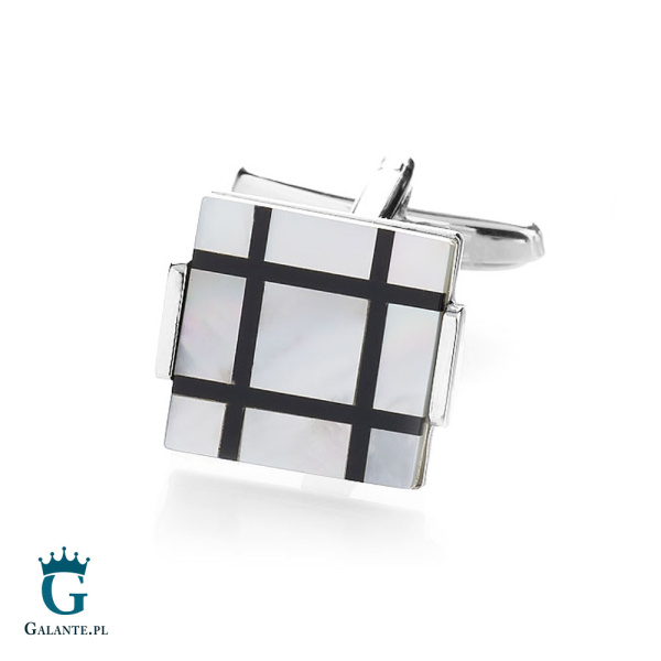 Spinki do mankietów onyks i masa perłowa PS-604