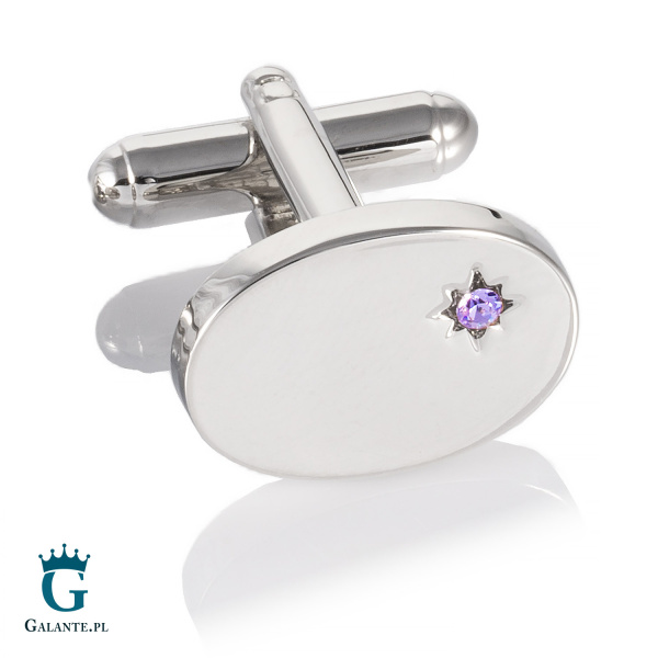 Spinki do mankietów z fioletowym kryształem PS-514
