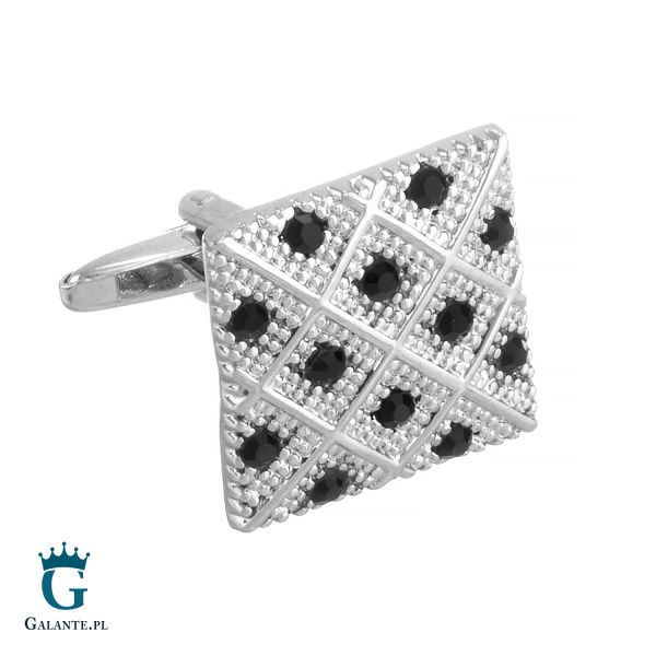 Spinki do mankietów z czarnymi kryształkami PS-362
