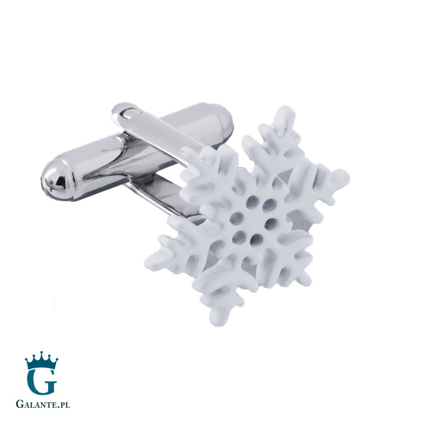 Spinki do mankietów Białe Płatki Śniegu PS-204A