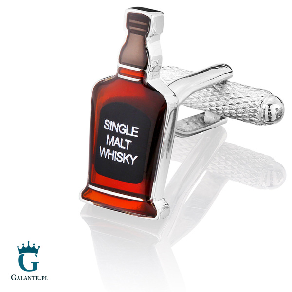 Spinki do mankietów Szklanka & Butelka Whisky KC-1097 Onyx-Art London